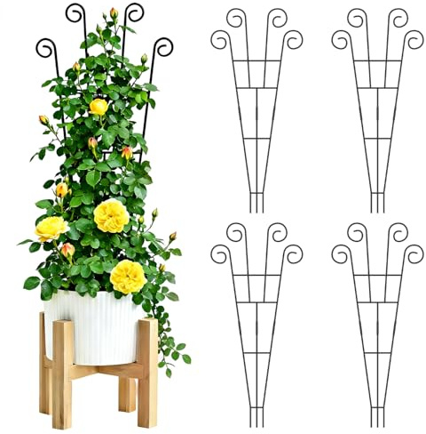 WELDUN Lot de 4 treillis de 75 cm pour plantes grimpantes, plantes en pot, intérieur et extérieur, treillis de jardin en métal pour légumes, roses et vignes
