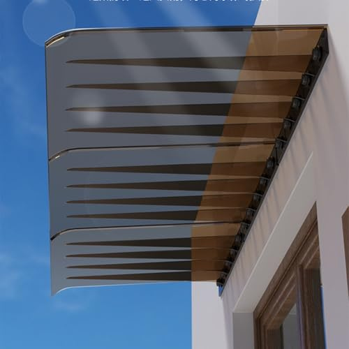 Auvent de Porte Entrée et Fenêtres, Marquise de Porte d’Entrée en Polycarbonate, Modulaire Extensible Anti-Pluie et Soleil pour Terrasse, Balcon ou Porche 40–300 cm(Brun,40x50cm)