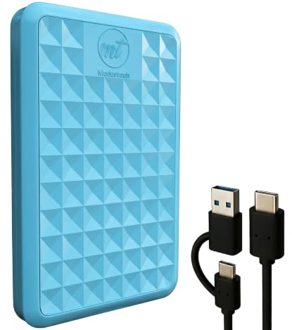 ModusTech Facet 1TB Disco Duro Externo Portátil USB-C/USB 3.1 — HDD Fino de para Copias de Seguridad, Gaming, PC, Mac, Portátil, PS4, Xbox, Smart TV Azul