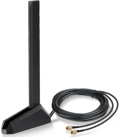 Eightwood WiFi 7-antenn 2,4 GHz 5 GHz 6 GHz WLAN 6E antenn RP-SMA Tri-band WiFi-antenn magnetisk bas med 2 m förlängningskabel för Bluetooth PC moderkort WLAN-kort PCI-kort WiFi router