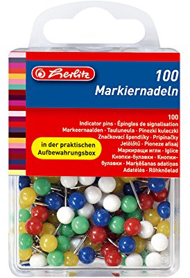 Herlitz 8770356 Épingles de signalisation avec tête 17 x 6 mm, boîte de 100