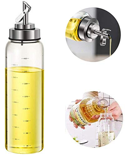 FARI Bouteille Huile Olive et vinaigre, 500ml Bouteilles d'huile à Ouverture et Fermeture Automatiques avec Bec en Acier Inoxydable (1)