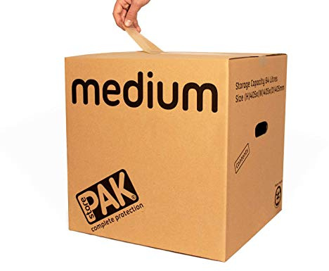 7 StorePAK Strong Boxes with Carry Handles - Suitable for Storage, Shipping, Packing & Moving House (Pack of 7) - 64 Litres - H40.5 x W40.5 x D40.5cm - 100% Recycled & Recyclable - MEDIUM