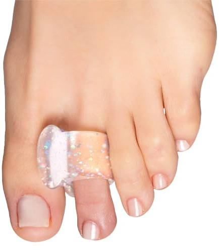 ZenToes Gel Toe Separators for Overlapping Toes, Bunions, Big Toe Alignment, Corrector and Spacer - 4 Pack (Glitter)