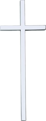 Marmoleria La Magdalena Cruz de acero inoxidable Adhesiva, apta para lápidas y columbarios de cementerio. (35 cm)