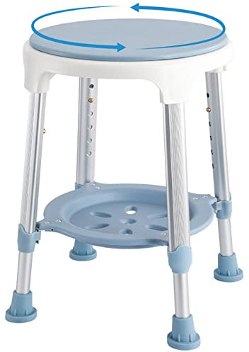 KSITEX Shower Chair for Elderly Adults, Swivel Shower Stool 360°Rotating, 6-Level Height Adjustable Shower Seat, Disabled Shower & Bath Chair Non-Slip Feet Stool with Padded, Shower Bench Tool-Free