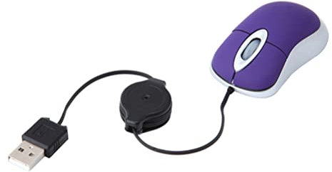 Hemobllo Mini USB Optical Mouse - Retractable Mouse Wired Mouse Mini Travel Mouse Computer Mouse Small Mouse Portable Mouse for Laptop Computer PC, Purple