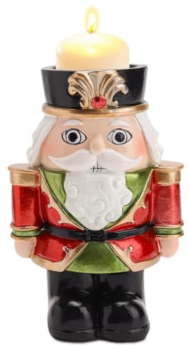 Warmiehomy Nutcracker Soldier Candle Holder 14cm Nutcracker Christmas Decorations Red & Green Coloured Nutcracker Ornaments Christmas Workshop