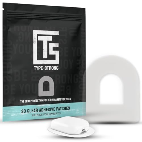 Type Strong Omnipod 5 overpatches, CGM Adhesive Patches for Sensitive Skin. Waterproof & Sweatproof for 3+ Days of Protection, Pre-Cut Adhesive Tape, Durable, Hypoallergenic, Easy to Apply. 20 Pack