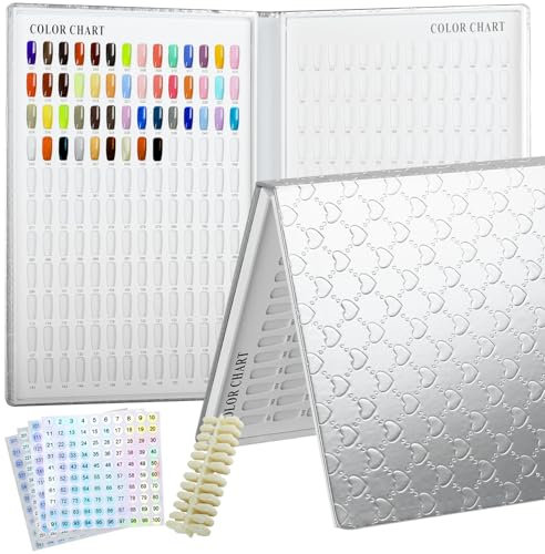 Vnjaoi Livre Swatch de 308 couleurs avec 360 conseils pour vernis à ongles, gel UV, cartes de couleur, outils de salon de manucure, affichage de motifs, nail art pour salons de manucure, bricolage à