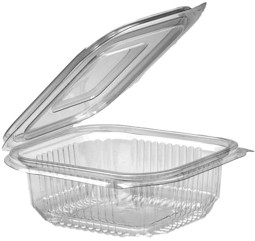 [500 Pack] Clear Plastic Hinged Take Out Containers Disposable Clamshell Food Cake Containers with Lids (4.3 x 4.9 x 1.8 inch) Best for Dessert, Cakes, Cookies, Salads, Pasta, Sandwiches (250cc)