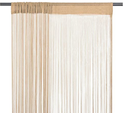 FIRBNUS Rideau Interieur 2 Pcs 100x250 cm Beige Tissu Rideaux en Fils Pratiques Décorer Maison Salon Rideau de Fenêtre Facile à Découper à Taille Souhaitée Lavables à Basse Température