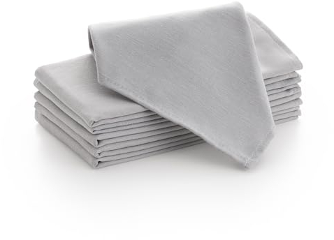 Packung mit 6 Servietten aus Satin, glatt, aus Baumwolle, strapazierfähig, Events, Feiern, Gastronomie, 45 x 45 cm, hellgrau