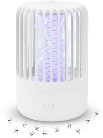 Focenat Lampe Anti Moustique, Lampe Anti Mouche, 2W 2500V, Lampe Moustiques avec USB, Piège à Mouches Rechargeable, Destructeur de Mouches pour Intérieur et Extérieur