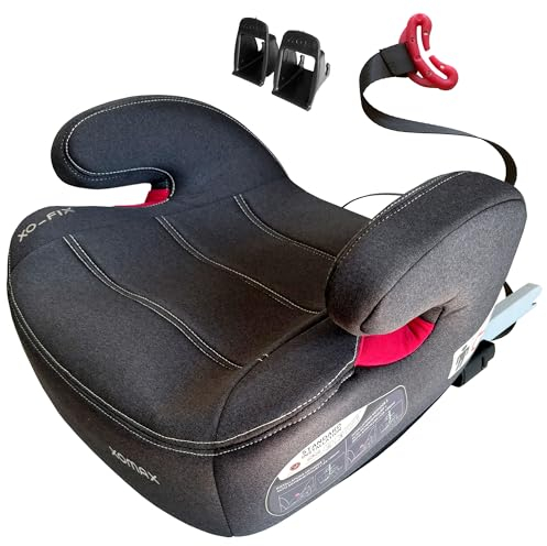 XOMAX XL-313 Kindersitz mit ISOFIX und Gurtfuhrung I mitwachsend 15-36 kg, ca. 6-12 Jahre, Korpergroße von 125–150 cm, Gruppe 2/3 I Bezug abnehmbar und waschbar I ECE R129 I dunkelgrau