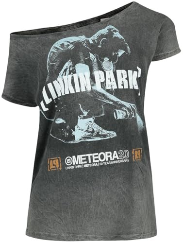 Linkin Park Overlay Femme T-Shirt Manches Courtes Gris 100% Coton Regular/Coupe Standard