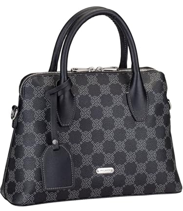 Picard EUPHORIA Damen Handtasche – Robustes Polyurethan, Schwarz, Reißverschluss, Bodennägel, Außentaschen, Verstellbarer Schulterriemen, 28x10x21 cm, 77793M6001