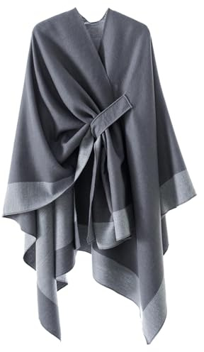Zetieny Poncho da Donna Reversible Cape Elegante Open Front Winter Cardigan Sciarpa Calda Lavorata a Maglia