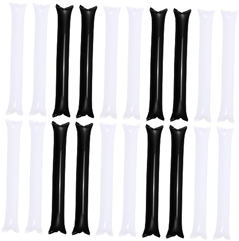 HANABASS 24pcs Inflatable Cheering Sticks Noisemaker for Concerts Sports Events and Parties Lightweight and Safe for Adults Includes White and Black Sticks