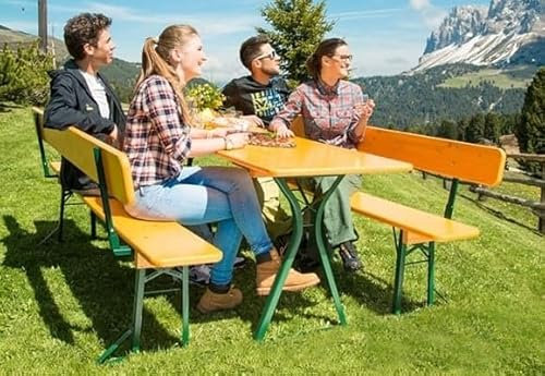 Juego de mesa plegable para jardín de cerveza, espacio para las piernas con respaldo de banco, para exteriores, barnizado de capa gruesa, calidad de cerveza, 67 cm de ancho, longitud de 220 cm, color