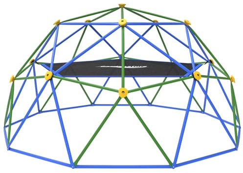 Gardenature Cupola da arrampicata con amaca, 3,5 m, palestra all'aperto della giungla per bambini, cupola geometrica che supporta 399,2 kg, struttura in metallo antiruggine per giochi all'aperto,