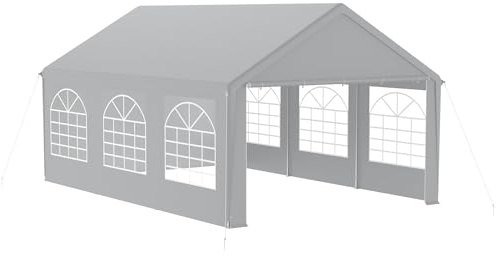 FIVMEN Pavillon Partyzelt 4x6 m mit 4 Abnehmbaren Seitenwänden Wasserdicht Stabil Winterfest Sonnenschutz Gartenpavillon Party Zelt Gartenzelt, Grau