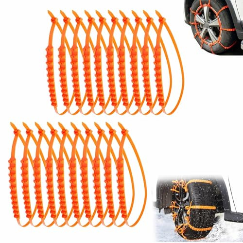 Chaîne à Neige pour Voiture,20 Pièces Chaînes Neige Automatiques,Chaîne de Pneus D’hiver Réglables Antidérapantes,Hiver Pneus Anti-dérapage Chaînes,Universelles,pour Voitures Camions SUV Moto Vélo