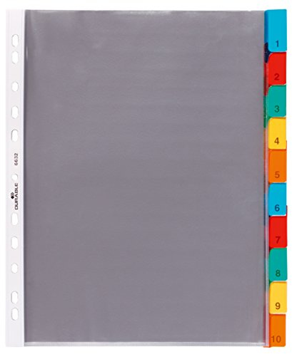 Durable 663219 Registre d'enveloppes A4 10 pièces, 1 pièce, transparent avec onglets de couleur