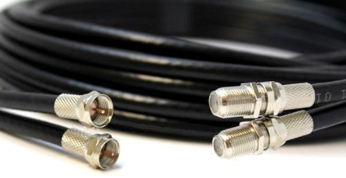 RosenetSys BLACK 10m Satellite Extension Cable, Twin Coaxial, UK Digital 4K Ultra HD - suitable for Sky Q, Sky HD and Sky+ and Freesat (Black, 10m)