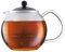 Bodum Assam Tea Press with Glass Handle and Coloured Plastic Lid, 1.0 L/34 oz - Black
