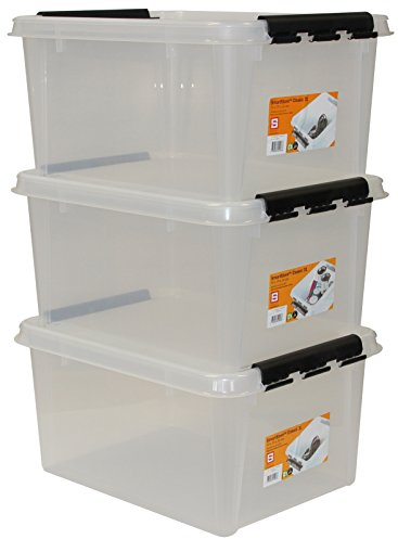 Orthex 35100703 3er-Set Clipbox Smart Store Classic 31, 32 Liter, transparent