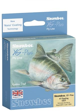 Snowbee XS‑Plus Extreme Distance Floating Fly Line, 150 ft, 60 ft Head, Ivory and Peach, WF5–WF8, for Maximum Range Casting in Stillwater and Open Rivers