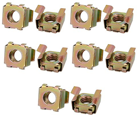 sourcingmap 10pcs Écrou à cage M8 65Mn captif en acier à ressort pour armoire d'étagère de serveur