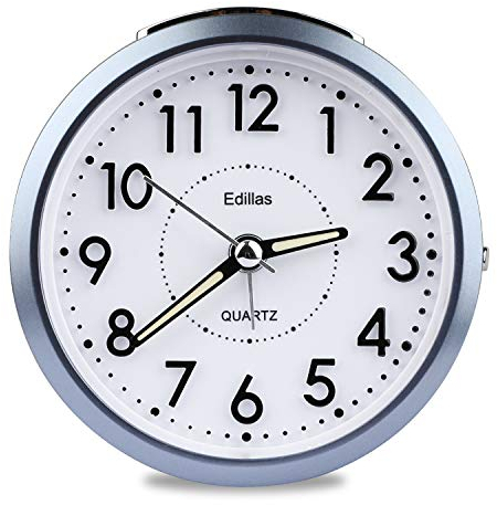 Edillas Wecker Kinder für Mädchen Jungen,Analog Wecker Geräuschlos Ohne Ticken mit Licht Schlummerfunktion Fußball Wecker für Kinder Schlafzimmer Nachttisch Tisch Aufwachenuhr (Blau)