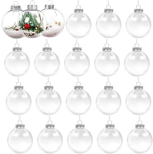 DIY Bolas Rellenables,Bola Rellenable Transparente,Bolas Acrílicas Transparentes,Bolas Transparentes Navidad,Bola Colgante Navidad DIY (18 PCS) (A)