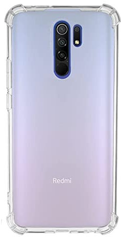 QUITECO Funda Transparente para Xiaomi Redmi 9, Carcasa Protectora Antigolpes, Protección de Bordes con Esquinas Reforzadas