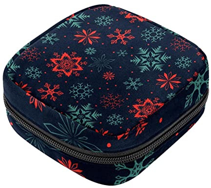 Sanitary Napkin Storage Bag, Feminine Product Pouches Portable Period Kit Bag for Girls Women Ladies Winter Snowflake