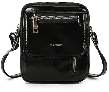 Gladdon EchtesLeder Kleine Handytasche,Umhängetasche mehreren Taschen Zum Umhängen Crossbody Tasche Geldbörse(Schwarz)