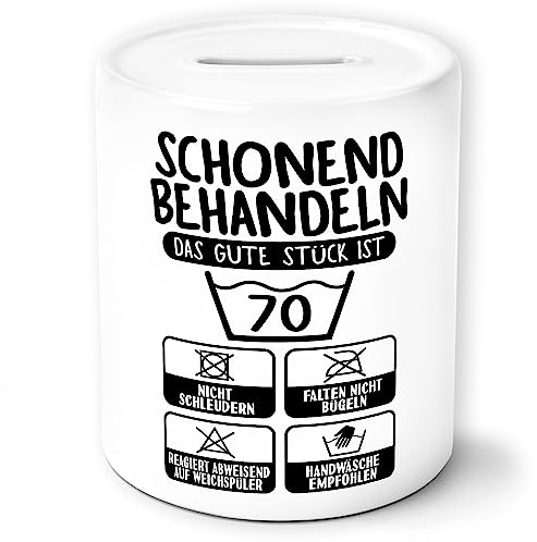 Geburtstag Spardose Geschenk, Schonend behandeln das Gute Stück ist 70 Geschenkidee Sparbüchse Sparschwein mit Spruch lustig Sparen Tochter Freundin Schwester Freund Sohn Bruder (70. Geburtstag)