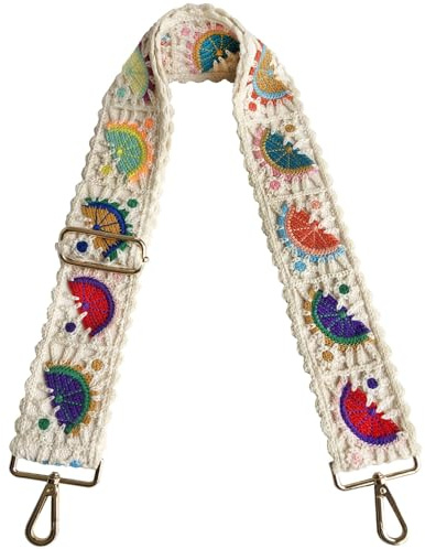 TCOMVEZ Blomma virkad handväska remmar ersättning crossbody för handväskor kvinnor gitarrrem 5 cm bred justerbar väskrem.