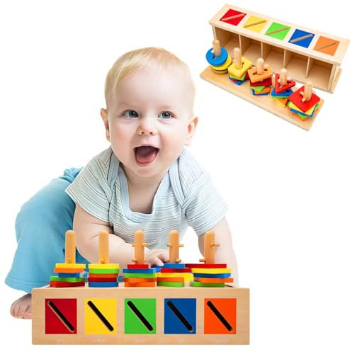 Jouets Montessori pour garçons de 1 2 3 ans filles, reconnaissance des couleurs Stacker Form Sorter, jouets sensoriels en bois, jouets éducatifs puzzles pour jeunes enfants, cadeaux d'anniversaire pou