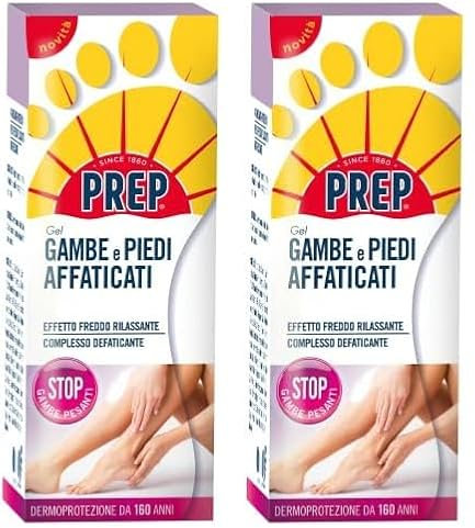 Prep, Gel Gambe e Piedi Affaticati, Gel Effetto Freddo Rilassante, Azione Defaticante e Rinfrescante per Gambe e Piedi Pesanti, a Base di Alga Clorella, Aloe Biologico e Mentolo, Formato 125 ml