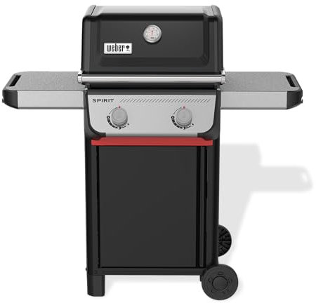 Weber Spirit E-210 barbacoa de gas, 2 quemadores, superficie de cocción de 51 x 46 cm, termómetro en la tapa, 2 ruedas - Negro/Plata (1500838)