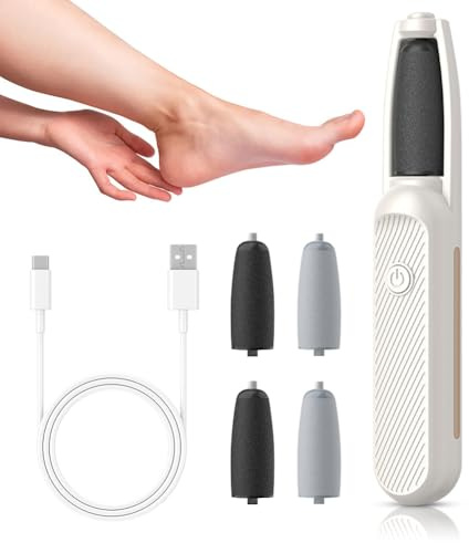 Rimozione calli elettrico per piedi, set di pedicure ricaricabile, 4 ruote intercambiabili, 3 velocità efficace strumento per la cura dei piedi per rimuovere calli, calli e pelle secca