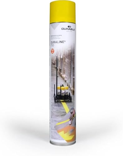 Durable DURALINE Floor Marking Spray 750ml - Permanent Line Paint - Yellow - Easy to Use - Perfect for Painting Warehouse, Production and Factory Floors
