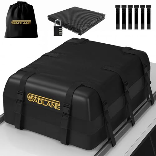 GADLANE Bolsa de Techo para Coche - 552L Cofre de Techo Impermeable para Coches con o sin Portaequipajes, Alfombrilla Antideslizante, 6 Correas Resistentes, Cerradura de Combinación (Negro)