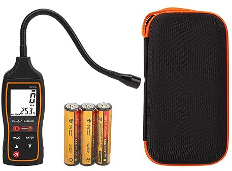 Halogen Gas Detector Digital Refrigerant Leak Tester with Sound Light Vibration Alarm 0 to 1000PPM Sensitivity for Air Conditioning HVAC Systems and Medical Equipment
