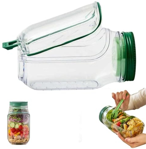 Ukisisi jar salade,pot à salade portable avec ouverture latérale,étui à sauce anti-fuite,Récipient À Pour Déjeuner,fruits，récipient pour garder la fraîcheur pour bol à déjeuner avec étui étanche