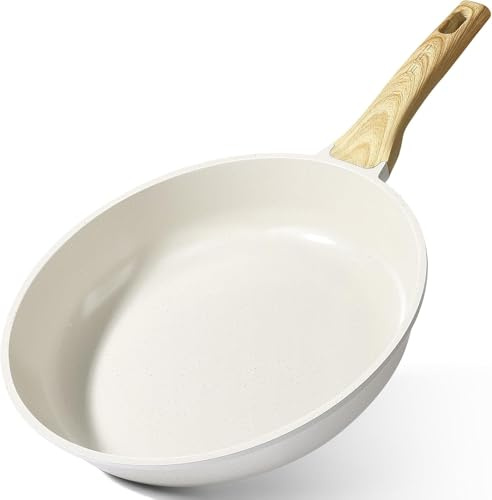 GiPP Sartén Antiadherente de Cerámica，Sartenes para freír Saludable y No Tóxica,Compatible con Inducción,Libre de PFAS y PFOA,Apta para Lavavajillas（Blanco,26cm）