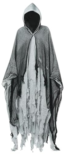 Générique Costume Halloween Homme Adulte Déguisement Faucheuse Halloween Cape Homme Costume Cape a Capuche Costumes de Faucheuse Sorcière Adulte